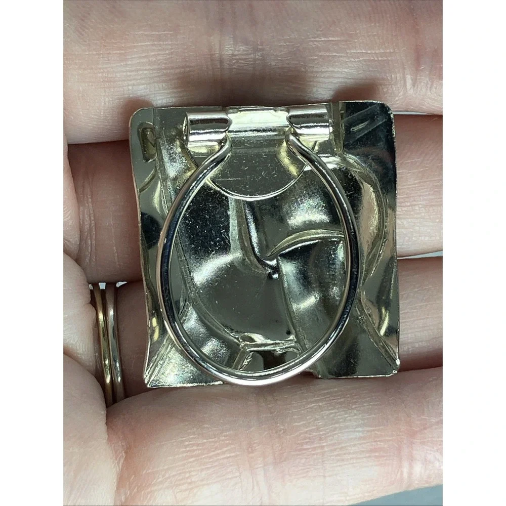 Vtg Silver Tone Scarf Clip Geometric Abstract Woven Design Estate Old Money Chic